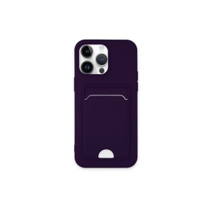 Apple iPhone 14 Pro Max Kılıf Kelvin Kartvizitli Silikon - Derin Mor