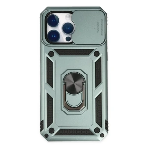 Apple iPhone 14 Pro Max Kılıf Pars Lens Yüzüklü Silikon - Yeşil