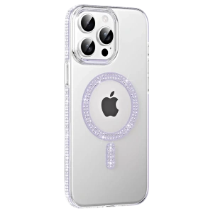 Apple iPhone 14 Pro Max Move Taşlı Magsafe Kapak - Lila