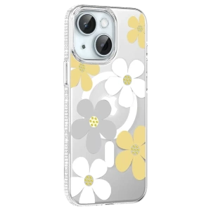 Apple iPhone 15 Floral Magsafe Kapak - Sarı