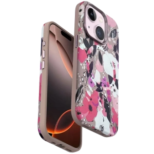 Apple iPhone 15 Flower Series Magsafe Kapak - Pembe