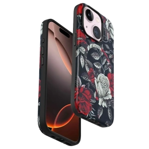 Apple iPhone 15 Flower Series Magsafe Kapak - Siyah