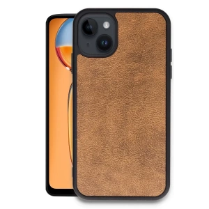 Apple iPhone 15 Kılıf Aras Deri Kapak - Taba
