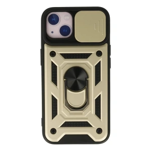 Apple iPhone 15 Kılıf Pars Lens Yüzüklü Silikon - Gold