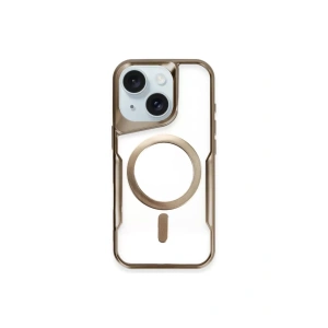 Apple iPhone 15 Plus Kılıf Boyi Magsafe Silikon Kapak - Kahverengi