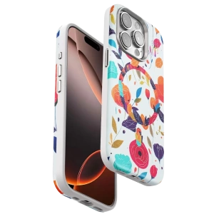 Apple iPhone 15 Pro Flower Series Magsafe Kapak - Beyaz