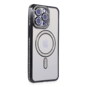Apple iPhone 15 Pro Kılıf Joke Simli Magneticsafe Kılıf - Siyah