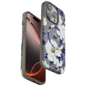 Apple iPhone 15 Pro Max Flower Series Magsafe Kapak - Gri