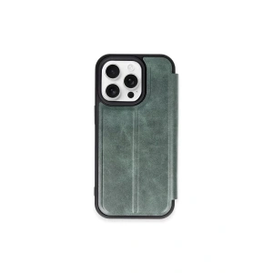 Apple iPhone 15 Pro Max Kılıf Flip Cover - Koyu Yeşil
