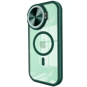 Apple iPhone 15 Pro Max Kılıf Teleskop Lens Magsafe Silikon Kapak - Koyu Yeşil