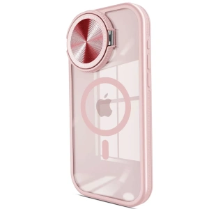 Apple iPhone 15 Pro Max Kılıf Teleskop Lens Magsafe Silikon Kapak - Pembe