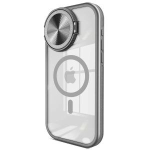Apple iPhone 15 Pro Max Kılıf Teleskop Lens Magsafe Silikon Kapak - Titan Gri