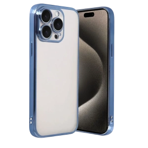 Apple iPhone 15 Pro Max Lensli Silikon - Açık Mavi