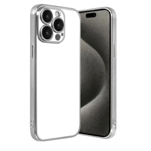 Apple iPhone 15 Pro Max Lensli Silikon - Gümüş