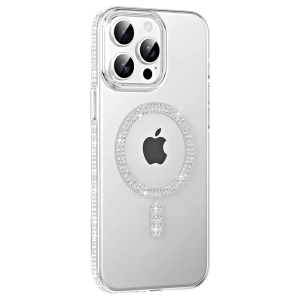 Apple iPhone 15 Pro Move Taşlı Magsafe Kapak - Natural Grey