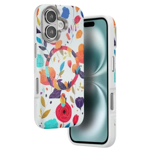 Apple iPhone 16 Flower Series Magsafe Kapak - Beyaz