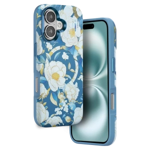 Apple iPhone 16 Flower Series Magsafe Kapak - Mavi