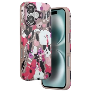 Apple iPhone 16 Flower Series Magsafe Kapak - Pembe