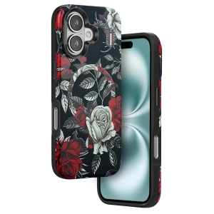 Apple iPhone 16 Flower Series Magsafe Kapak - Siyah