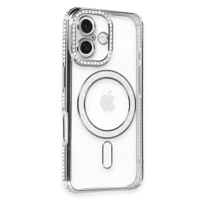 Apple iPhone 16 Kılıf Joke Simli Magneticsafe Kılıf - Gri