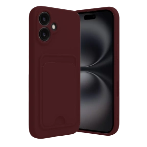Apple iPhone 16 Kılıf Kelvin Kartvizitli Silikon - Bordo