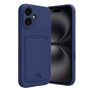 Apple iPhone 16 Kılıf Kelvin Kartvizitli Silikon - Lacivert