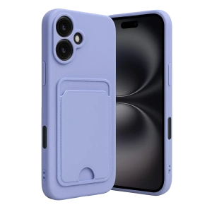 Apple iPhone 16 Kılıf Kelvin Kartvizitli Silikon - Lila