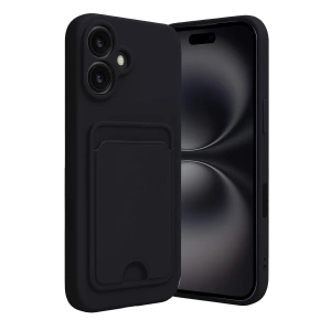 Apple iPhone 16 Kılıf Kelvin Kartvizitli Silikon - Siyah
