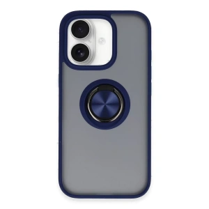 Apple iPhone 16 Kılıf Montreal Yüzüklü Silikon Kapak - Lacivert