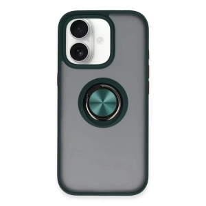 Apple iPhone 16 Kılıf Montreal Yüzüklü Silikon Kapak - Yeşil