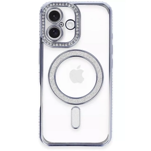 Apple iPhone 16 Plus Kılıf Joke Simli Magneticsafe Kılıf - Mavi