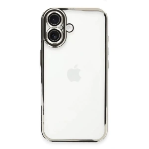 Apple iPhone 16 Plus Kılıf Lensli Silikon - Gümüş