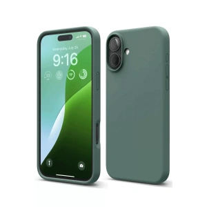 Apple iPhone 16 Plus Kılıf Nano içi Kadife Silikon - Koyu Yeşil