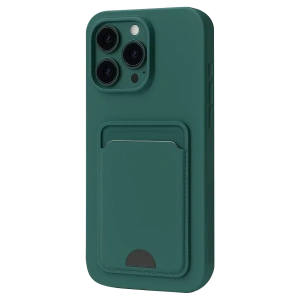 Apple iPhone 16 Pro Kılıf Kelvin Kartvizitli Silikon - Koyu Yeşil
