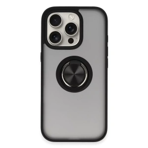 Apple iPhone 16 Pro Kılıf Montreal Yüzüklü Silikon Kapak - Siyah