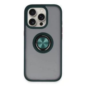Apple iPhone 16 Pro Kılıf Montreal Yüzüklü Silikon Kapak - Yeşil
