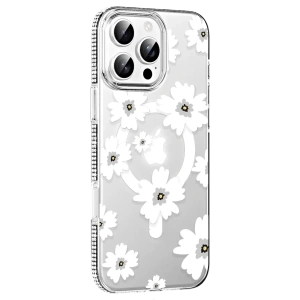 Apple iPhone 16 Pro Max Floral Magsafe Kapak - Beyaz
