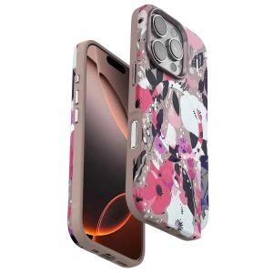Apple iPhone 16 Pro Max Flower Series Magsafe Kapak - Pembe