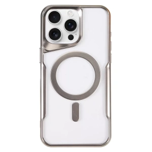 Apple iPhone 16 Pro Max Kılıf Boyi Magsafe Silikon Kapak - Gümüş