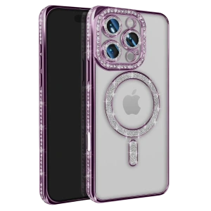Apple iPhone 16 Pro Max Kılıf Joke Simli Magneticsafe Kılıf - Derin Mor