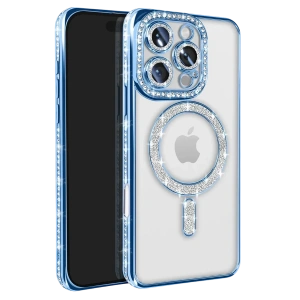 Apple iPhone 16 Pro Max Kılıf Joke Simli Magneticsafe Kılıf - Mavi