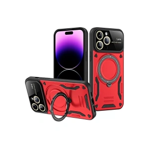 Apple iPhone 16 Pro Max Kılıf Joy Lens Standlı Kapak - Kırmızı