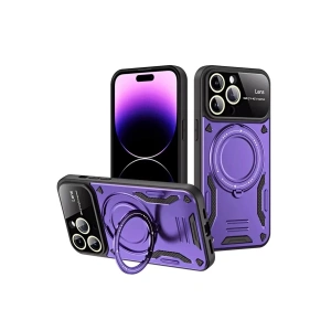 Apple iPhone 16 Pro Max Kılıf Joy Lens Standlı Kapak - Mor
