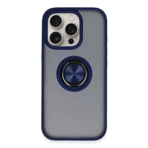 Apple iPhone 16 Pro Max Kılıf Montreal Yüzüklü Silikon Kapak - Lacivert