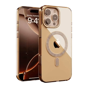 Apple iPhone 16 Pro Max Tash Diamond Magsafe Kapak - Gold