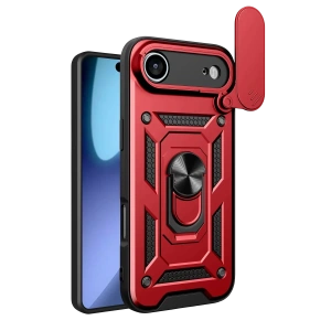 Apple iPhone 17 Air Pars Lens Yüzüklü Silikon - Kırmızı