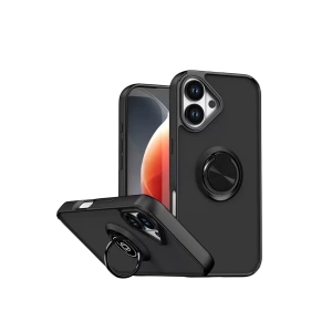 Apple iPhone 17 Montreal Yüzüklü Silikon Kapak - Siyah