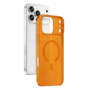 Apple iPhone 17 Pro Combo Sert Şeffaf Magsafe Kapak - Turuncu