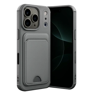 Apple iPhone 17 Pro Kelvin Kartvizitli Silikon - Gri
