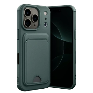 Apple iPhone 17 Pro Kelvin Kartvizitli Silikon - Koyu Yeşil